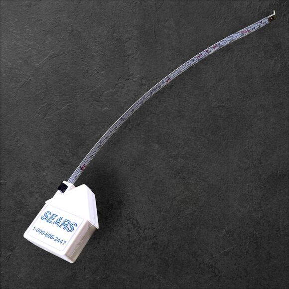 Vintage Sears House Shaped Tape Measure Retractable Unique Gift for Handyman - Picture 4 of 7